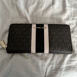 Michael Kors Brown and Black/ Pink  Logo Wallet with